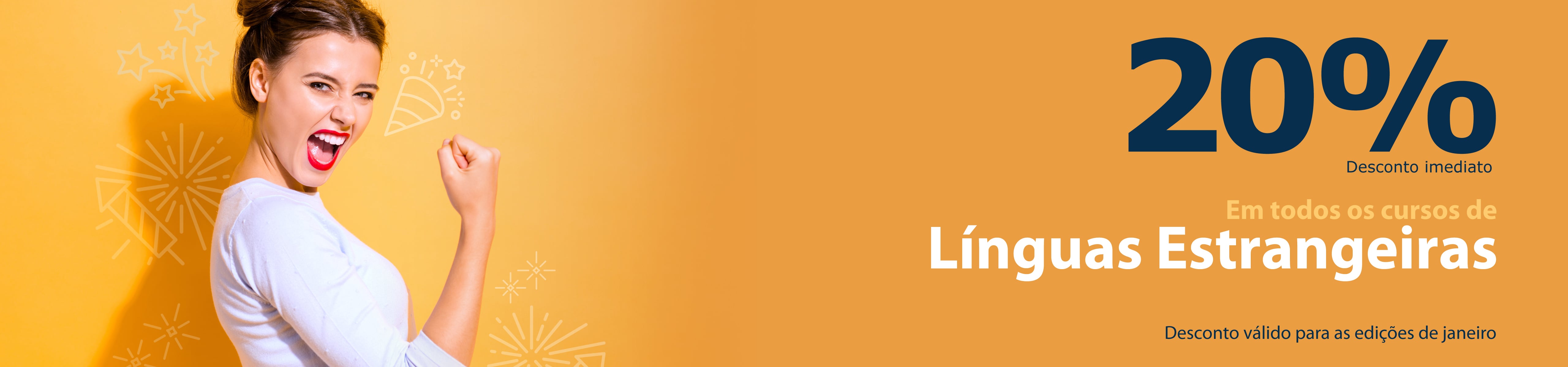 Todos os cursos da área de Línguas Estrangeiras com 20% de desconto nas edições de janeiro